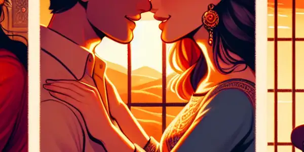 A triptych illustrating emotional tones in adult films: romance, tension, and everyday neutrality.