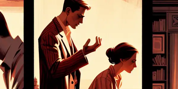 A triptych illustrating romance, tension, and everyday life, showcasing a spectrum of human emotions.