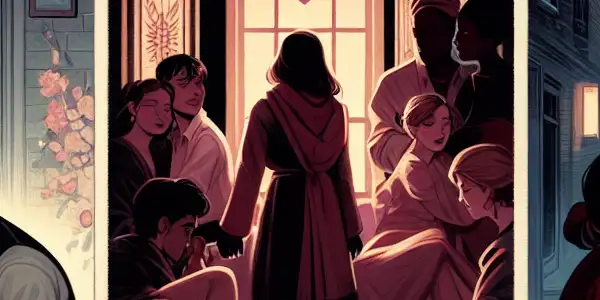 A triptych depicting the emotional spectrum in adult films: romance, tension, and everyday interactions.