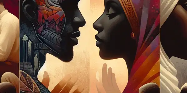 A triptych illustrating the emotional spectrum in adult films: intimacy, tension, and everyday life.