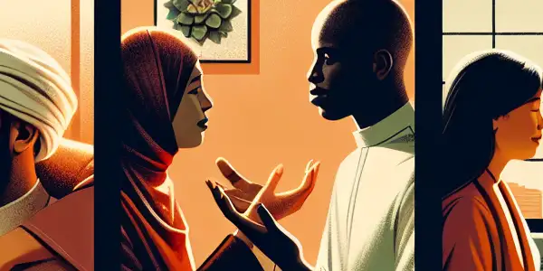 A triptych illustrating the emotional spectrum in adult films: romance, tension, and everyday interactions.