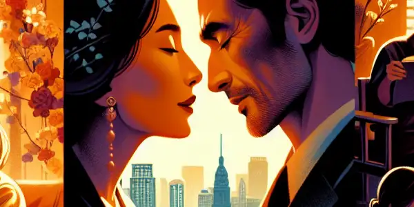 A triptych illustrating the emotional spectrum in adult films: romance, tension, and everyday life interactions.