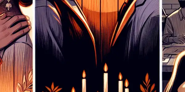 A triptych illustrating romantic passion, tension and dominance, and everyday interactions in adult relationships.