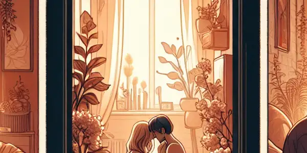 A triptych illustrating the emotional spectrum of adult relationships: romance, tension, and everyday interactions.