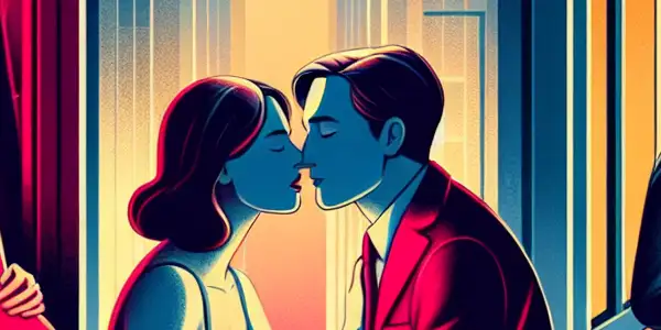 A triptych illustrating the emotional spectrum of adult relationships: romance, tension, and everyday interactions.