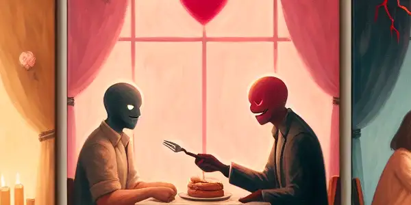 A triptych depicting the emotional spectrum in adult relationships: romance, conflict, and everyday companionship.