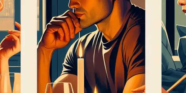 A triptych illustrating the emotional spectrum of adult relationships: romance, tension, and everyday interactions.