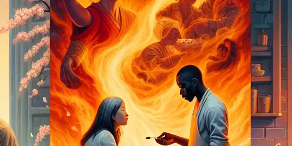 A triptych illustrating the emotional spectrum of adult relationships: romance, tension, and everyday intimacy.