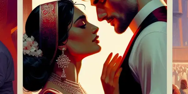 A triptych depicting the emotional spectrum of adult relationships: passion, tension, and everyday interactions.