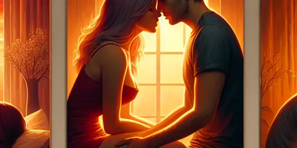 A triptych illustrating the emotional spectrum of adult relationships: romance, tension, and everyday interactions.