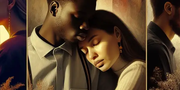 A triptych depicting romantic passion, tense dominance, and everyday interactions in adult relationships.