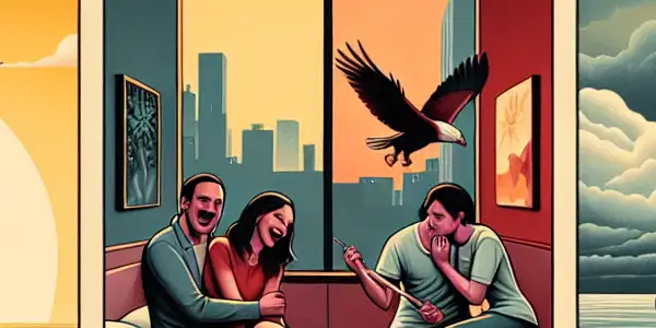 A triptych illustrating the emotional spectrum in adult relationships: romance, conflict, and everyday life.