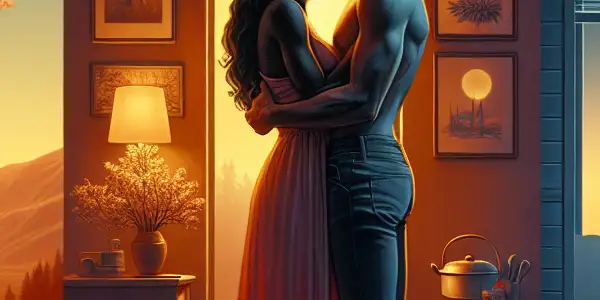 A triptych depicting the emotional spectrum in adult relationships: romance, tension, and everyday interactions.