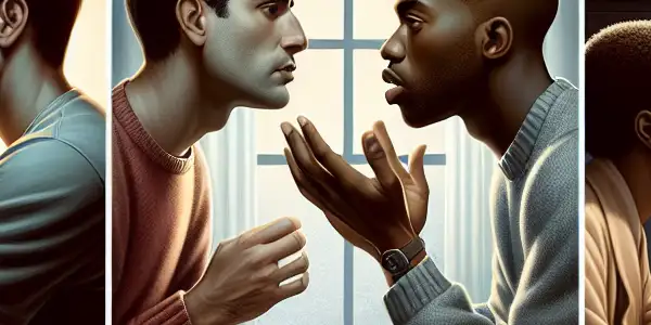 A triptych depicting the emotional spectrum of adult relationships: romance, conflict, and companionship.