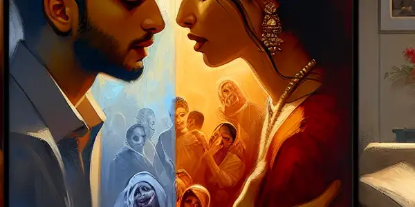 A triptych illustrating the emotional spectrum in adult relationships: romantic passion, tense dominance, and everyday intimacy.