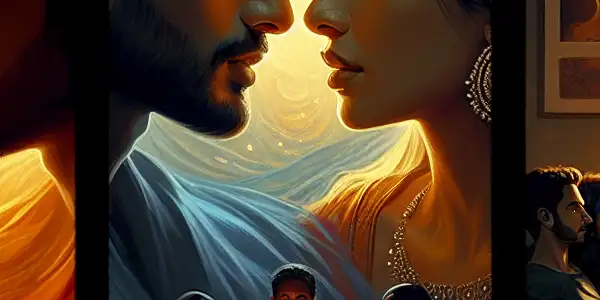 A triptych illustrating the emotional spectrum in adult relationships: passion, tension, and everyday intimacy.