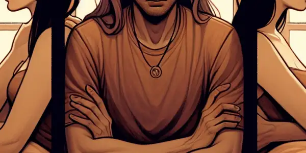 A triptych depicting the emotional spectrum in adult relationships: love, conflict, and everyday moments.