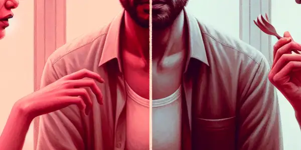 A triptych illustrating the emotional spectrum in adult relationships: romance, conflict, and everyday life.