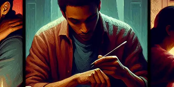 A triptych illustrating the emotional journey of adult relationships: romance, conflict, and everyday companionship.