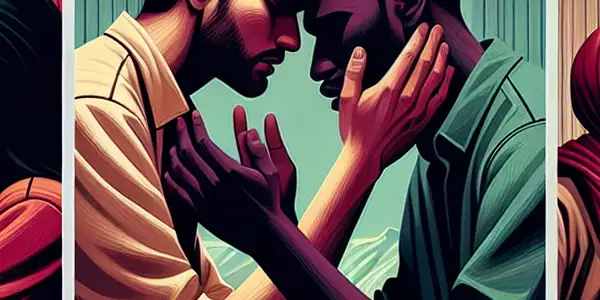 A triptych illustrating the emotional spectrum of adult relationships: romance, tension, and everyday companionship.