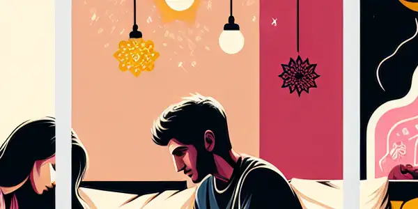 A triptych illustrating the emotional spectrum of adult relationships: romance, conflict, and everyday companionship.