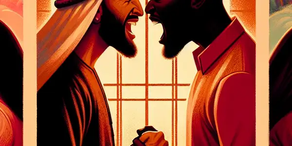 A triptych illustrating the emotional spectrum of adult relationships: romance, conflict, and everyday life.