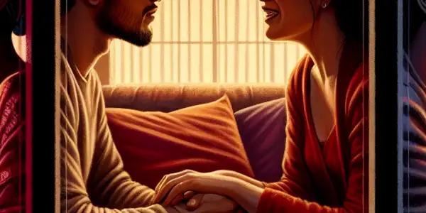 A triptych depicting the emotional spectrum of adult relationships: romance, conflict, and everyday companionship.