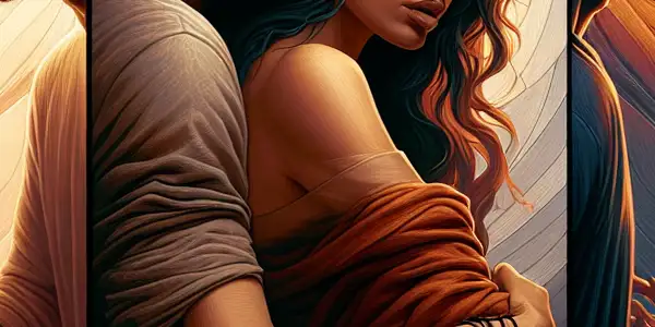 A triptych illustrating the emotional spectrum of adult relationships: romance, tension, and everyday interactions.