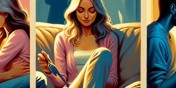 A triptych illustrating the emotional spectrum of adult relationships: intimacy, conflict, and everyday companionship.