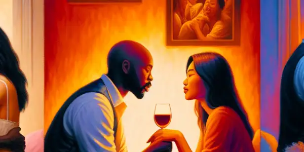 A triptych illustrating romance, tension, and everyday interactions in adult relationships.