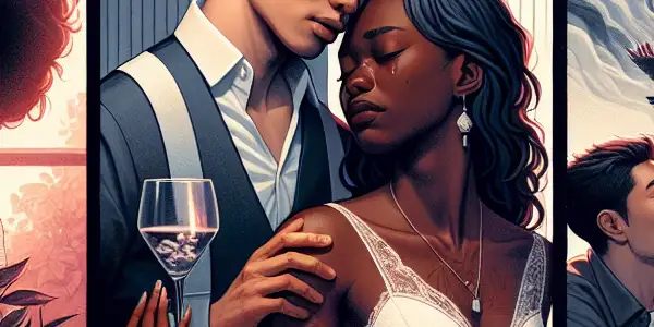 A triptych illustrating the emotional spectrum of adult relationships: romance, conflict, and everyday life.