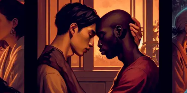 A triptych depicting the emotional spectrum in adult relationships: love, conflict, and everyday companionship.