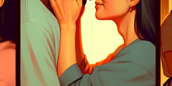 A triptych illustrating the emotional spectrum of adult relationships: romance, conflict, and everyday companionship.