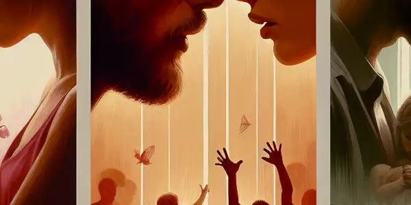 A triptych illustrating the emotional spectrum of adult relationships: romance, conflict, and everyday intimacy.