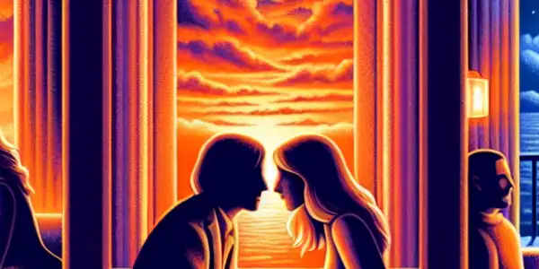 A triptych illustrating the emotional journey of adult relationships: passion, conflict, and everyday moments.