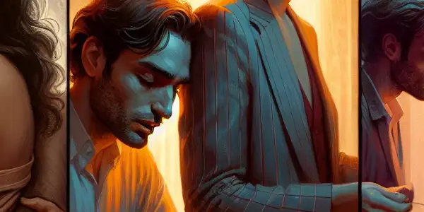 A triptych illustrating the emotional spectrum of adult relationships: intimacy, conflict, and everyday routine.