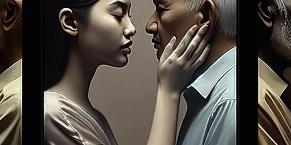 A triptych depicting the emotional spectrum of adult relationships: romance, conflict, and everyday interactions.