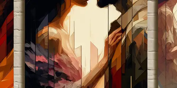 A triptych illustrating the emotional spectrum of adult relationships: romance, conflict, and everyday life.