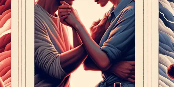 A triptych illustrating the emotional spectrum of adult relationships: romance, conflict, and everyday life.