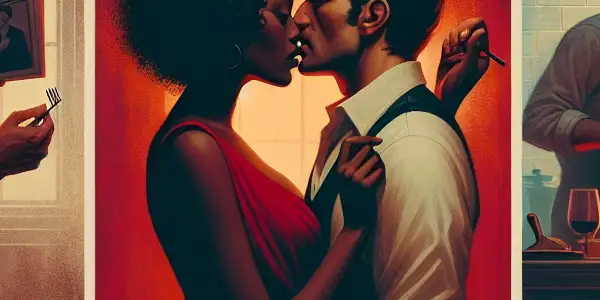 A triptych illustrating the emotional journey of a couple: romance, conflict, and everyday life.