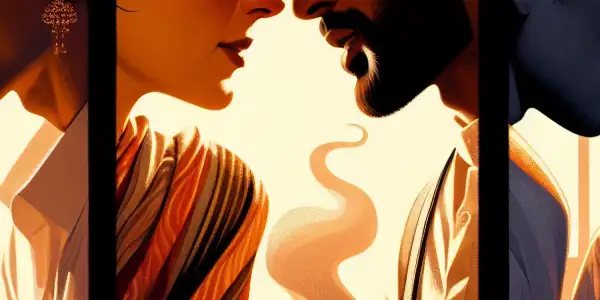 A triptych illustrating the emotional spectrum of adult relationships: romance, conflict, and everyday interactions.