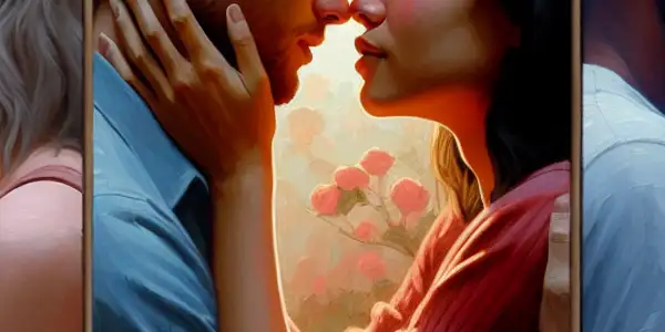 A triptych illustrating the emotional spectrum of adult relationships: romance, tension, and everyday interactions.