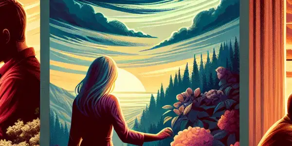 A triptych depicting the emotional spectrum of adult relationships: romance, tension, and everyday interactions.