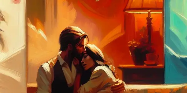 A triptych illustrating the emotional spectrum of adult relationships: love, conflict, and companionship.