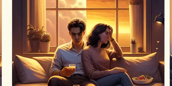 A triptych illustrating the emotional spectrum of adult relationships: romance, conflict, and everyday intimacy.