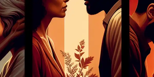 A triptych illustrating the emotional spectrum of adult relationships: romance, conflict, and everyday life.