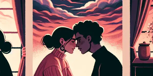 A triptych illustrating the emotional spectrum of adult relationships: romance, tension, and everyday interactions.