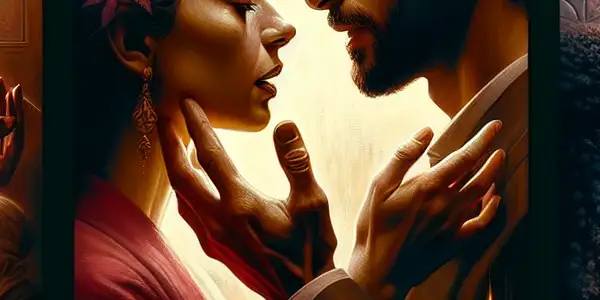 A triptych depicting the emotional spectrum of adult relationships: love, conflict, and everyday moments.