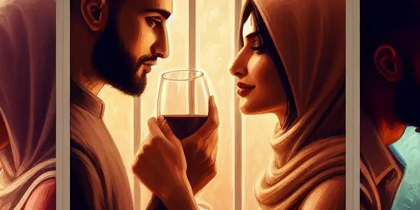 A triptych depicting the emotional spectrum of adult relationships: warmth and passion, tension and conflict, and everyday neutrality.