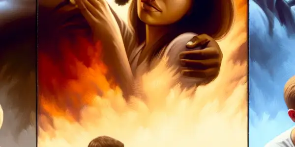 A triptych depicting the emotional spectrum of adult relationships: romance, conflict, and everyday comfort.